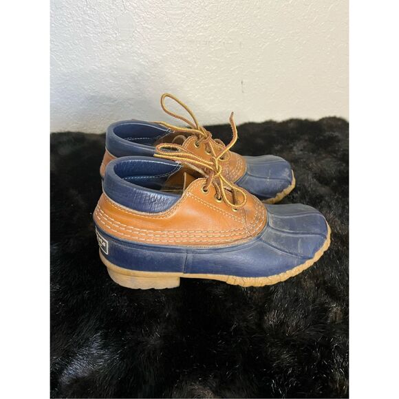 VTG Womens LL BEAN Maine Hunting Shoe Gumshoe Snow Rain Boots Tan/Navy Blue 6 - Picture 4 of 6